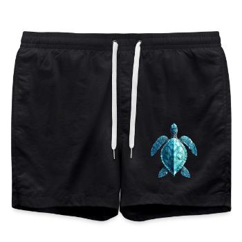 Sea Turtle Lover Motif Wildlife Safari - Swim Trunks - black - Front - AI Model Male 185 light (185cm)