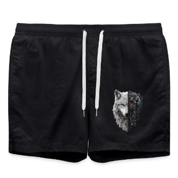 Lustiger Roboter Kunst Wolf Cyborg Tier AI Wolf - Badeshorts - Schwarz - Vorne - AI Model Male 185 light (185cm)