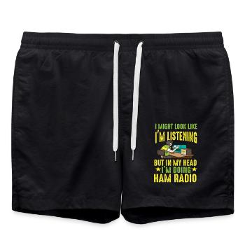 amateur a l’air d’écouter la radio amateur - Short de bain - noir - Devant - AI Model Male 185 light (185cm)