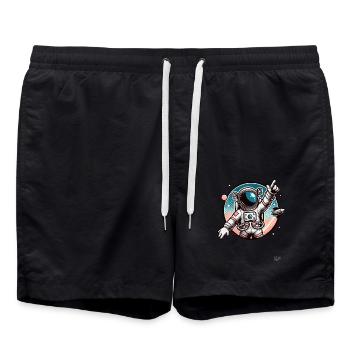 Astronaut points to the galaxy - Swim Trunks - black - Front - AI Model Male 185 light (185cm)