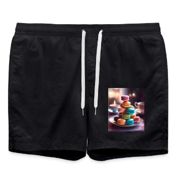 Des macarons savoureux et colorés - Short de bain - noir - Devant - AI Model Male 185 light (185cm)