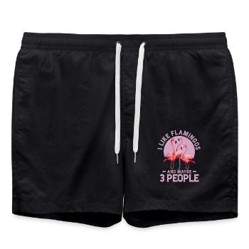 I Like Flamingos And Maybe 3 People Pink Bird Cute - Swim Trunks - black - Front - AI Model Male 185 light (185cm)
