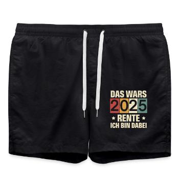 Rentner 2025 - Badeshorts - Schwarz - Vorne - AI Model Male 185 light (185cm)