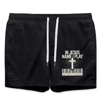 Playing for Faith - Swim Trunks - black - Front - AI Model Male 185 light (185cm)