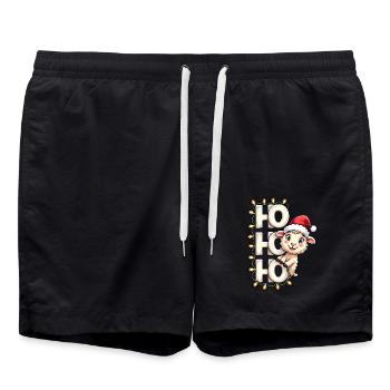 ho ho ho - schaf spruch - Weihnachtshemd - Badeshorts - Schwarz - Vorne - AI Model Male 185 light (185cm)