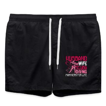 Husband And Wife Scuba Diving Partners For Life - Swim Trunks - black - Front - AI Model Male 185 light (185cm)