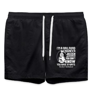 Railroad Engineer I am A Railroad Engineer - Swim Trunks - black - Front - AI Model Male 185 light (185cm)