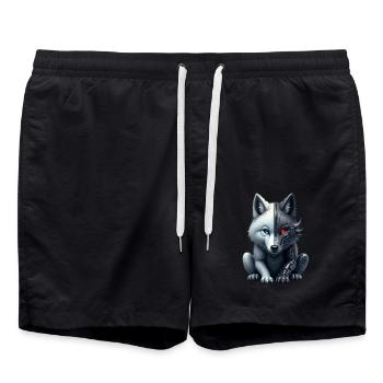 Drôle Robot Art Loup Cyborg Animal AI Loup - Short de bain - noir - Devant - AI Model Male 185 light (185cm)