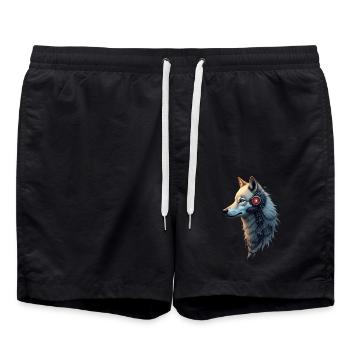 Lustiger Roboter Kunst Wolf Cyborg Tier AI Wolf - Badeshorts - Schwarz - Vorne - AI Model Male 185 light (185cm)