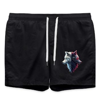 Lustiger Roboter Kunst Wolf Cyborg Tier AI Wolf - Badeshorts - Schwarz - Vorne - AI Model Male 185 light (185cm)