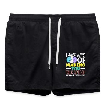 Speech therapist: I'll make you talk - Swim Trunks - black - Front - AI Model Male 185 light (185cm)