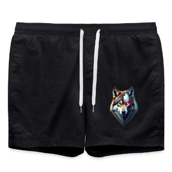 Funny Robot Art Wolf Cyborg Animal AI Wolf - Swim Trunks - black - Front - AI Model Male 185 light (185cm)