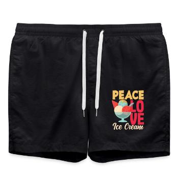 Peace Love Eiscreme Für Eis Liebhaber - Badeshorts - Schwarz - Vorne - AI Model Male 185 light (185cm)