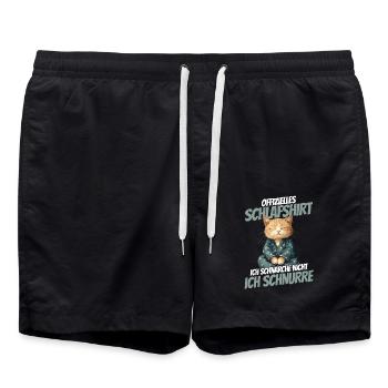 Official Sleep Shirt - Cute Cat in Pajamas - Swim Trunks - black - Front - AI Model Male 185 light (185cm)