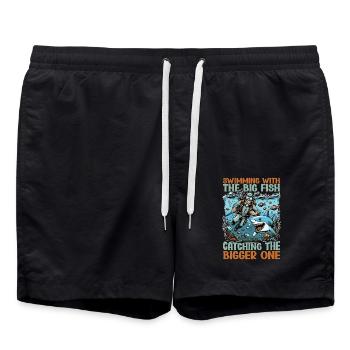 Shark Hunting Swimming With The Big Fish Swimmer - Swim Trunks - black - Front - AI Model Male 185 light (185cm)