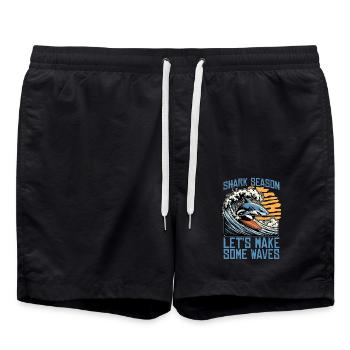 Shark Hunting Shark Season Let's Fossil Hunting - Badeshorts - Schwarz - Vorne - AI Model Male 185 light (185cm)