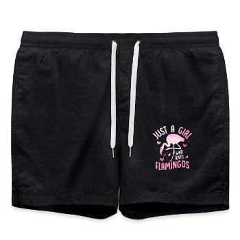 Just A Girl Who Loves Flamingos Cute Pink Bird - Swim Trunks - black - Front - AI Model Male 185 light (185cm)