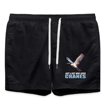 Kraniche Kranich - Badeshorts - Schwarz - Vorne - AI Model Male 185 light (185cm)
