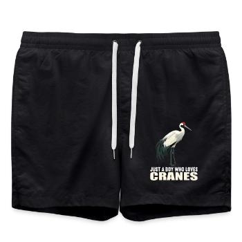 Kraniche Kranich - Badeshorts - Schwarz - Vorne - AI Model Male 185 light (185cm)