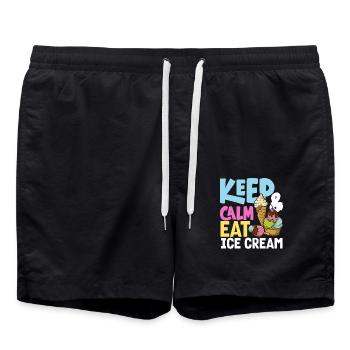 Eiscreme Liebhaber: Ruhig Bleiben Und Eis Essen - Badeshorts - Schwarz - Vorne - AI Model Male 185 light (185cm)