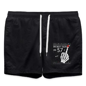 57 + 1 Flip Off Majeur - Crâne Drôle 58ème - Short de bain - noir - Devant - AI Model Male 185 light (185cm)