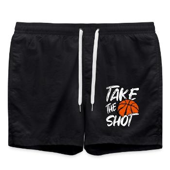 Baller Take Shot Hoops Basketball - Swim Trunks - black - Front - AI Model Male 185 light (185cm)