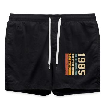 Original 1985 Vintage Retro Geburtstagsgeschenk - Badeshorts - Schwarz - Vorne - AI Model Male 185 light (185cm)