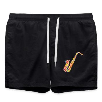 Saxophone Geometric - Swim Trunks - black - Front - AI Model Male 185 light (185cm)
