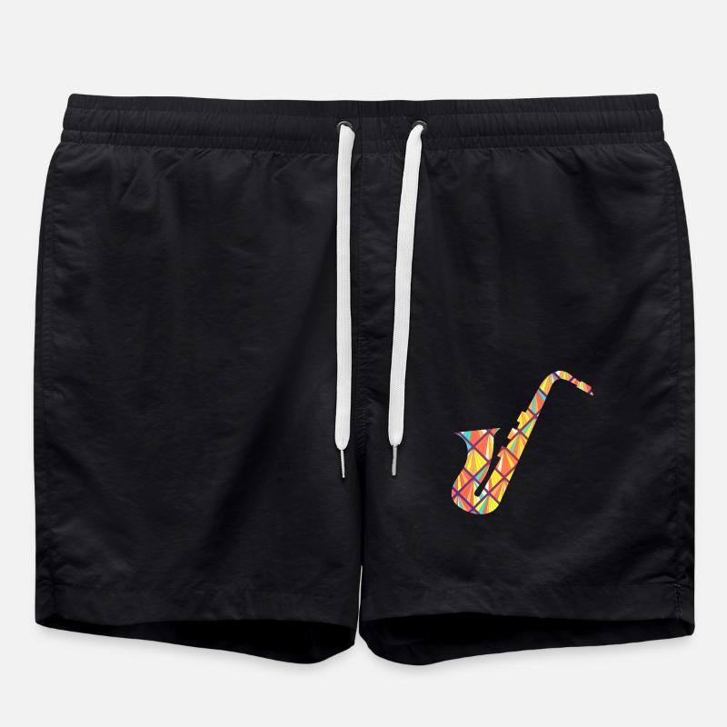 Saxophone Geometric - Swim Trunks - black