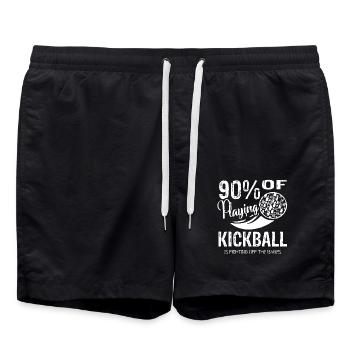 90% Of Playing Kickball Is Fighting Off The Babes - Swim Trunks - black - Front - AI Model Male 185 light (185cm)