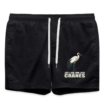 Kraniche Kranich - Badeshorts - Schwarz - Vorne - AI Model Male 185 light (185cm)