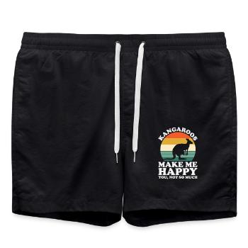 Kangaroos Make Me Happy Funny Kangaroo - Swim Trunks - black - Front - AI Model Male 185 light (185cm)
