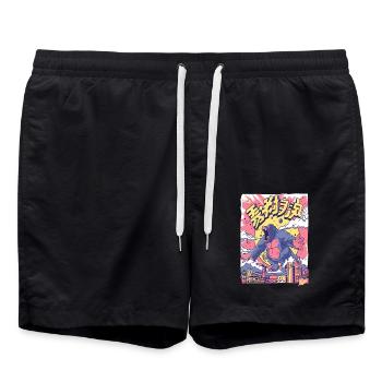 Cartoon Gorilla in Tokyo - Badeshorts - Schwarz - Vorne - AI Model Male 185 light (185cm)