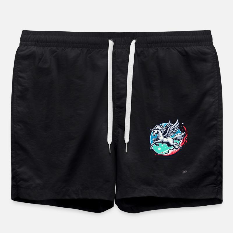 Das Pegasus-Einhorn - Badeshorts - Schwarz