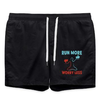 Running Run More Worry Less Marathon Runner - Swim Trunks - black - Front - AI Model Male 185 light (185cm)