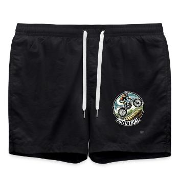 Moto Trial Motocross - Badeshorts - Schwarz - Vorne - AI Model Male 185 light (185cm)