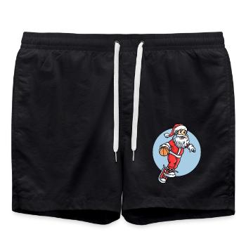 Baller Christmas Santa Claus Basketball - Swim Trunks - black - Front - AI Model Male 185 light (185cm)