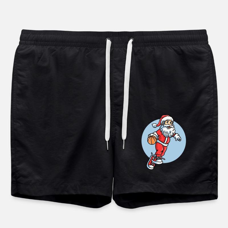 Baller, Noël, Père Noël, Basket-ball - Short de bain - noir