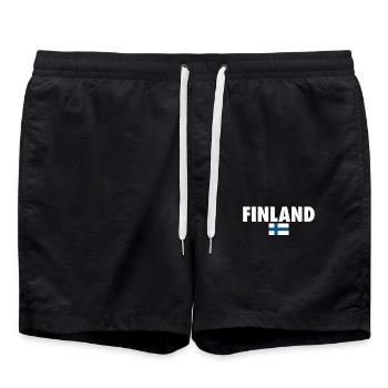Finland Finnland Finnische Flagge Finne - Badeshorts - Schwarz - Vorne - AI Model Male 185 light (185cm)