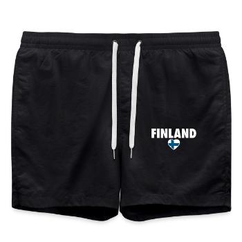 Finland Finnland Finnische Flagge Finne - Badeshorts - Schwarz - Vorne - AI Model Male 185 light (185cm)