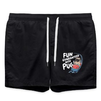Mops Hundehalter Mops Liebe Achterbahn - Badeshorts - Schwarz - Vorne - AI Model Male 185 light (185cm)