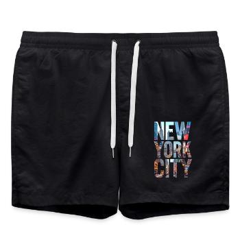 New York City Skyline - Badeshorts - Schwarz - Vorne - AI Model Male 185 light (185cm)