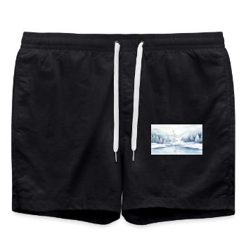 Elegante Schlittschuhläuferin im Winterwunderland - Badeshorts - Schwarz - Vorne - AI Model Male 185 light (185cm)