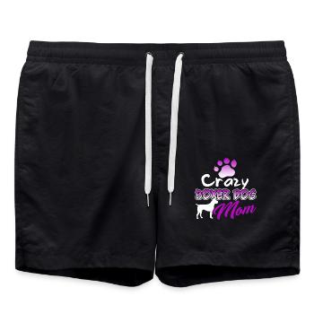 Crazy Boxer Dog Mom - Swim Trunks - black - Front - AI Model Male 185 light (185cm)