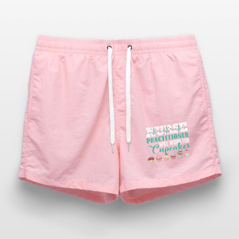 Nurse Practitioner Will Work For Cupcakes Swim Trunks