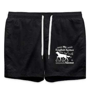 My English Setter Is Too Cute To Be Left Alone - Swim Trunks - black - Front - AI Model Male 185 light (185cm)