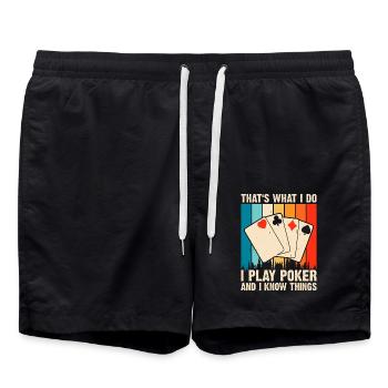 Poker Jeu de cartes Jeux d’argent Drôle Poker Joueur - Short de bain - noir - Devant - AI Model Male 185 light (185cm)