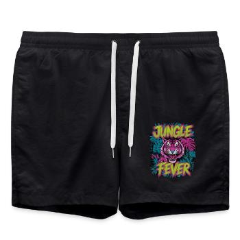 Jungle Fever Tiger für einen Tiger Liebhaber - Badeshorts - Schwarz - Vorne - AI Model Male 185 light (185cm)