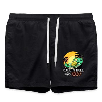 Tortue Rock N Roll Depuis 1991 Anniversaire - Short de bain - noir - Devant - AI Model Male 185 light (185cm)
