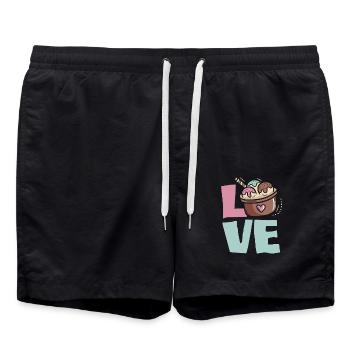 L’amour de la crème glacée pour les amateurs de crème glacée - Short de bain - noir - Devant - AI Model Male 185 light (185cm)